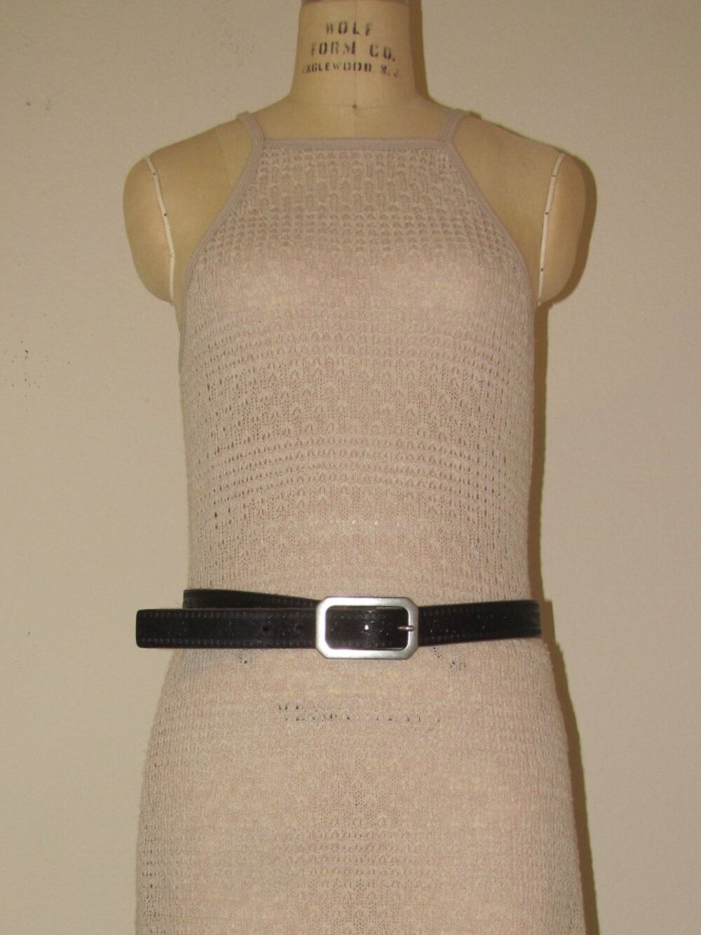 Black Leather Belt with Tooled Design